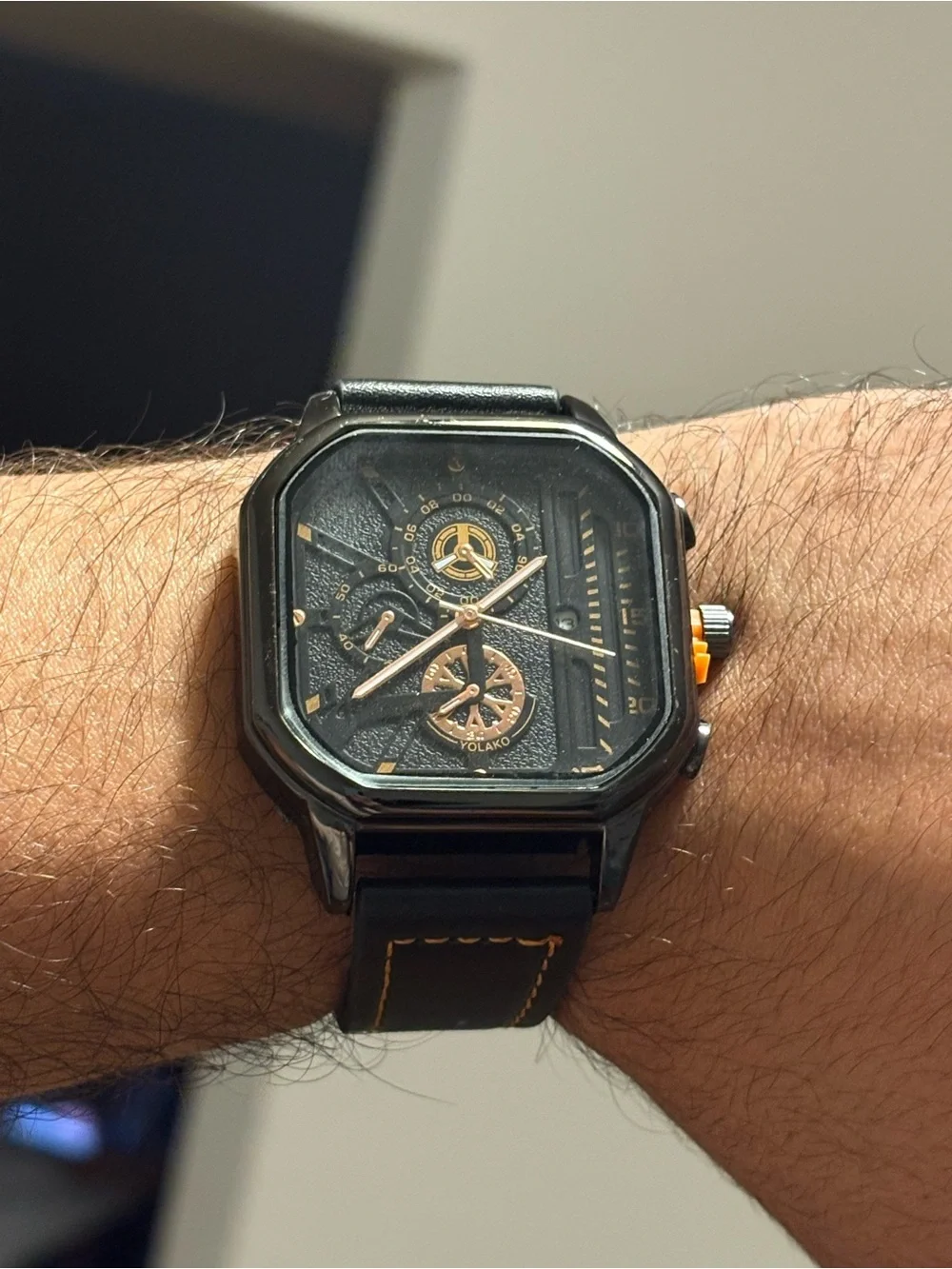 Black and Orange Men's Multifunction Watch by